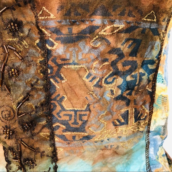 LULU H short cap sleeve pullover Blouse stretch S - Picture 4 of 7